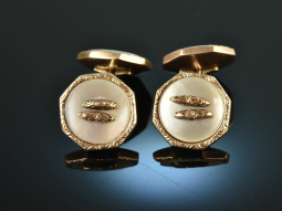 Around 1910! Historical cufflinks mother of pearl rose gold 333