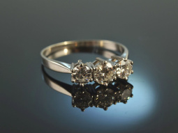 Circa 1975! Exquisite Trilogy Brilliant Ring 0.9 ct White...