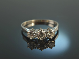 Circa 1975! Exquisite Trilogy Brilliant Ring 0.9 ct White...