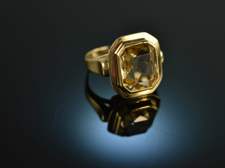 Um 1955! Sch&ouml;ner Vintage Citrin Ring Gold 585