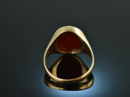 Um 1960! Klassischer Wappen Siegel Ring Karneol Gold 333