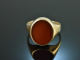 Around 1960! Classic Coat of Arms Signet Ring Carnelian Gold 333