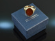 Around 1960! Classic Coat of Arms Signet Ring Carnelian Gold 333