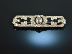 Juwelier Rath M&uuml;nchen um 1920! Feine Diamant Brosche Wei&szlig; Gold 585