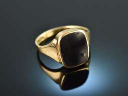 Um 1960! Klassischer Wappen Siegel Ring Onyx Gold 585
