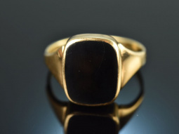 Um 1960! Klassischer Wappen Siegel Ring Onyx Gold 585
