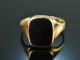 Around 1960! Classic Coat of Arms Signet Ring Onyx Gold 585