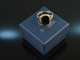 Around 1960! Classic Coat of Arms Signet Ring Onyx Gold 585