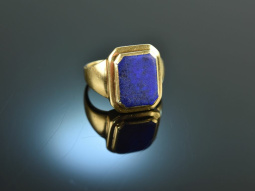 Um 1950! Sch&ouml;ner Wappen Siegel Ring Lapislazuli Gold...