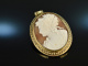 Italien um 1850! Feinster Muschel Kamee Anhänger Aphrodite Gold 750