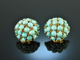 Vienna around 1955! Chic Vintage Ear Clips Turquoise Gold...