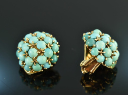 Vienna around 1955! Chic Vintage Ear Clips Turquoise Gold...