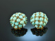 Vienna around 1955! Chic Vintage Ear Clips Turquoise Gold 585