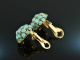 Vienna around 1955! Chic Vintage Ear Clips Turquoise Gold 585