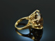 Around 1960! Fancy big statement ring with smoky quartz gold 585