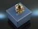 Around 1960! Fancy big statement ring with smoky quartz gold 585