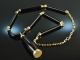 Around 1980! Exceptional long necklace with onyx and gold 585