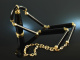 Around 1980! Exceptional long necklace with onyx and gold 585