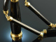 Around 1980! Exceptional long necklace with onyx and gold 585