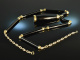 Around 1980! Exceptional long necklace with onyx and gold 585