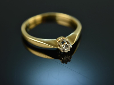 Um 1950! Klassischer Diamant Verlobungs Ring 0,1 ct Gold 585