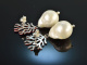 Coral Reef! Chic earrings baroque cultured pearls drops red enamel silver 925