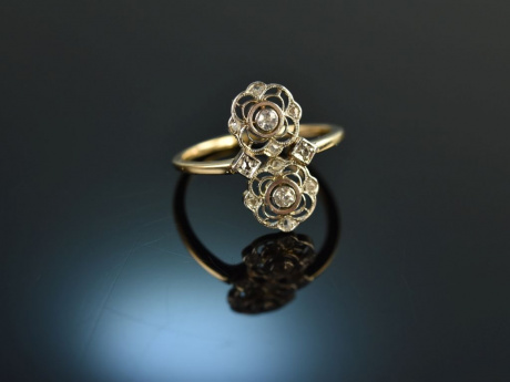 Um 1910! H&uuml;bscher historischer Diamant Ring 0,2 ct Gold 585