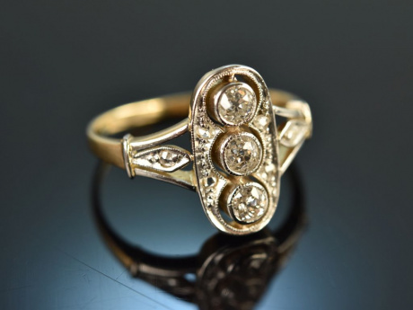 M&uuml;nchen um 1915 Feinster Art Deco Diamant Ring 0,4 ct Gold 585