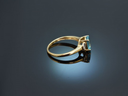 Sea Blue! Sch&ouml;ner Ring mit Apatit und Diamanten Gold...