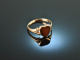 Um 1900! Charmanter Herz Ring mit Karneol Rot Gold 585