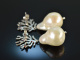 Coral Reef! Chic earrings baroque cultured pearls drops red enamel silver 925