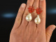 Korallen Riff! Schicke Ohrringe barocke Zuchtperlen Tropfen rotes Emaille Silber 925