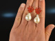 Coral Reef! Chic earrings baroque cultured pearls drops red enamel silver 925
