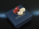 Coral Reef! Chic earrings baroque cultured pearls drops red enamel silver 925