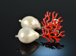 Korallen Riff! Schicke Ohrringe barocke Zuchtperlen...