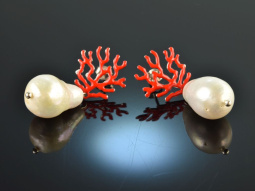 Korallen Riff! Schicke Ohrringe barocke Zuchtperlen...