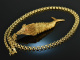 Around 1965! Large link fish pendant with chain silver 925 gold plated