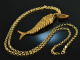 Around 1965! Large link fish pendant with chain silver 925 gold plated