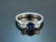 Um 1975! Feinster Saphir Brillant Ring 0,4 ct Wei&szlig; Gold 750