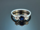 Around 1975! Finest Sapphire Brilliant Ring 0.4 ct White Gold 750
