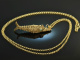Around 1965! Fancy link fish pendant with chain silver 925 gold plated