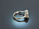 Um 1970! Klassischer Saphir Brillant Ring Wei&szlig; Gold 585