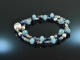 Cool Blue! Fancy Armband 2-reihig Labradorit Aquamarin Achat Lapislazuli Silber 925