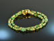 Elegant Emeralds! Fancy Armband 2reihig Smaragd Tsavorith Peridot Jade Silber 925 vergoldet