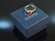 Bright Red! Feinster Rubin Diamant Ring Gold 750
