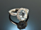 Classy Blue! Klassischer Aquamarin Diamant Ring Weiß Gold 750
