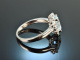 Classy Blue! Klassischer Aquamarin Diamant Ring Wei&szlig; Gold 750