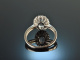 Classy Blue! Klassischer Aquamarin Diamant Ring Wei&szlig; Gold 750
