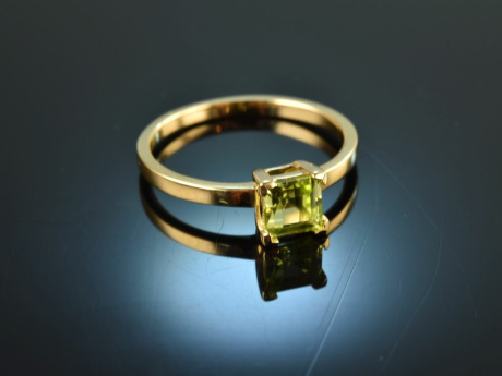 Green Carr&eacute;e! Feiner Peridot Ring Gold 750