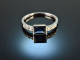 Deep Blue! Edler Saphir Diamant Ring Wei&szlig; Gold 585